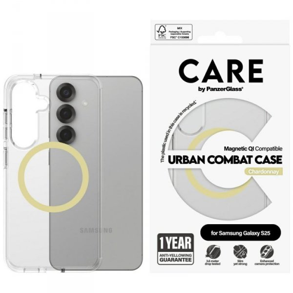 Etui CARE by PanzerGlass Flagship Urban  Combat Chardonnay QI do Samsung Galaxy S25 przezroczysty