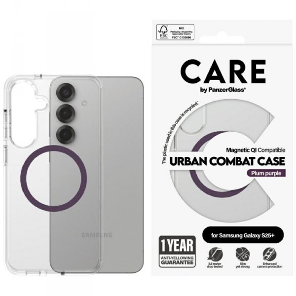Etui CARE by PanzerGlass Flagship Urban  Combat Purple QI do Samsung Galaxy S25+ przezroczysty
