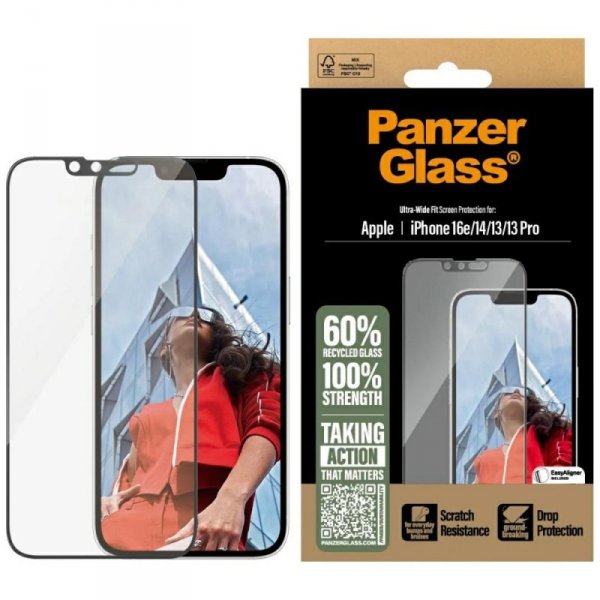 Szkło hartowane PanzerGlass Ultra-Wide   Fit do iPhone 16e/14/13/13 Pro