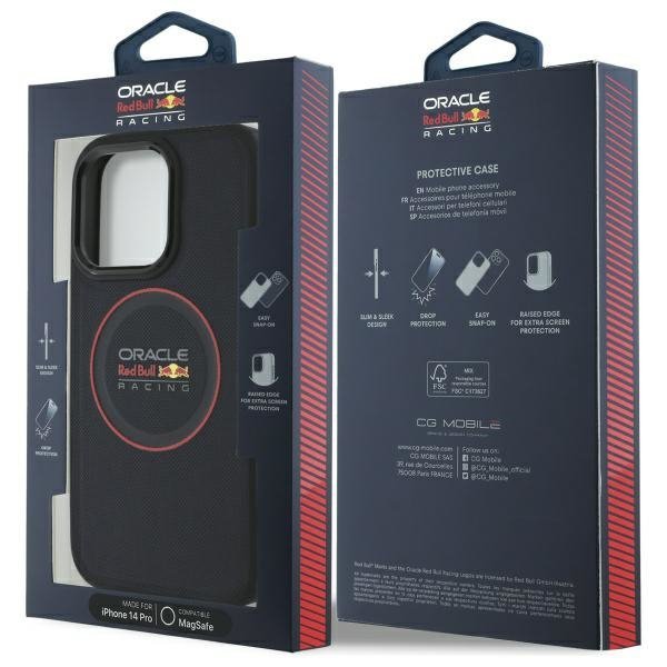 Red Bull RBHMP14L24PUILVR iPhone 14 Pro  6.1&quot; hardcase granatowy/navy Leather Red Ring MagSafe