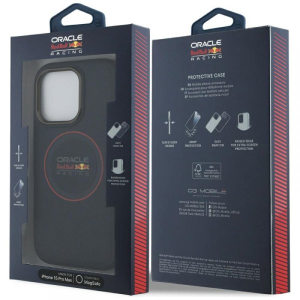 Red Bull RBHMP15X24PUILVR iPhone 15 Pro  Max 6.7&quot; hardcase granatowy/navy Leather Red Ring MagSafe