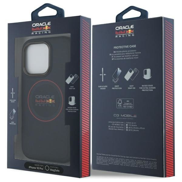 Red Bull RBHMP16L24PUILVR iPhone 16 Pro  6.3&quot; hardcase granatowy/navy Leather Red Ring MagSafe