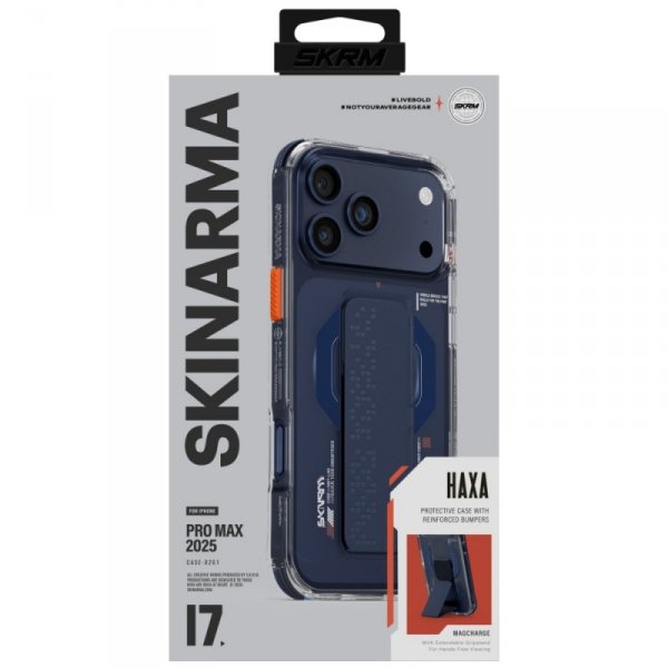 Etui Skinarma Haxa do iPhone 17 Pro Max  Magnetic Charging + Grip Stand niebieski