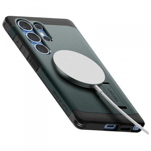 Etui Spigen Tough Armor MagSafe do       Samsung Galaxy S25 Ultra zielony