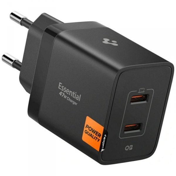 Ładowarka sieciowa Spigen Essential      EE472EU 47W 2xUSB-C czarny