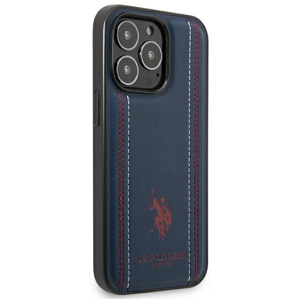US Polo USHCP14LPFAV iPhone 14 Pro 6,1&quot; granatowy/navy blue Leather Stitch