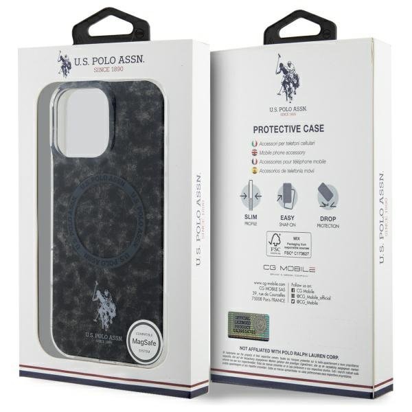 US Polo USHMP16XHOCLDPK iPhone 16Pro Max 6.9&quot; czarny/black IML Ring MagSafe