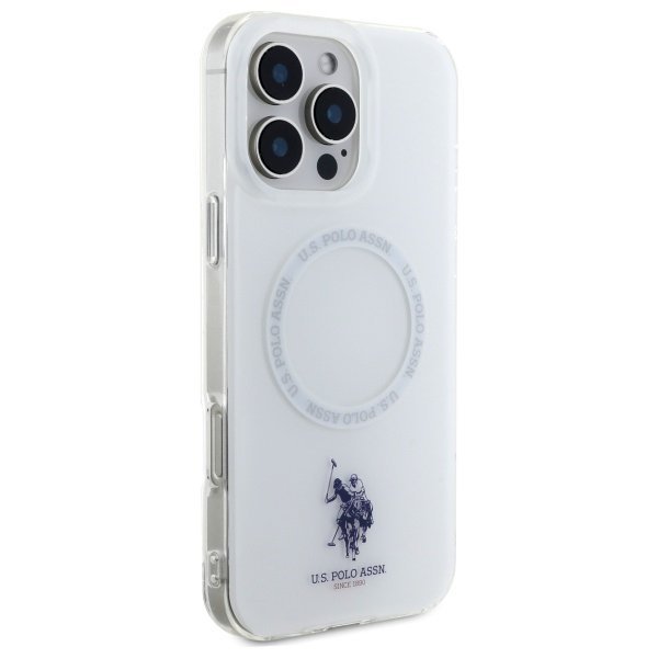 US Polo USHMP16LHOCLDPW iPhone 16Pro 6.3&quot; biały/white IML Ring MagSafe
