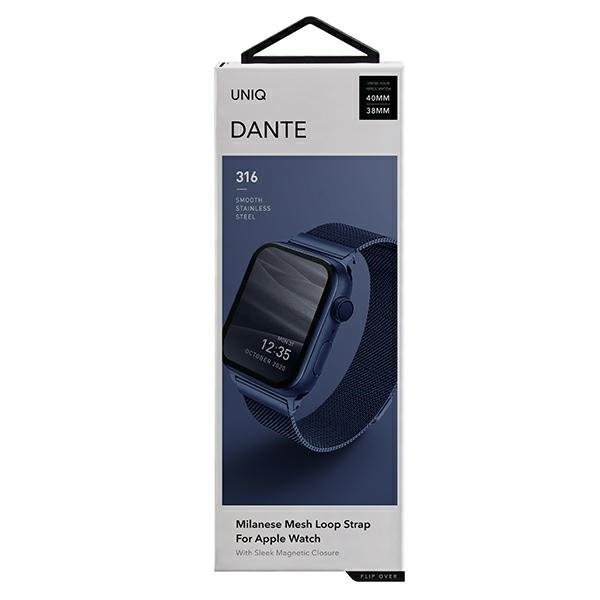 UNIQ pasek Dante Apple Watch Series1/2/3/4/5/6/7/8/9/SE/SE2 38/40/41mm Stainless Steel niebieski/marine blue