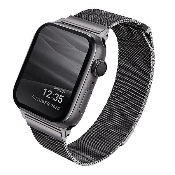 UNIQ pasek Dante Apple Watch Series 1/2/3/4/5/6/7/8/9/SE/SE2 38/40/41mm Stainless Steel grafitowy/graphite