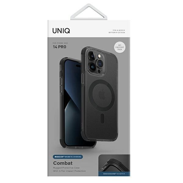 UNIQ etui Combat iPhone 14 Pro 6,1&quot; Magclick Charging czarny/concrete charcoal