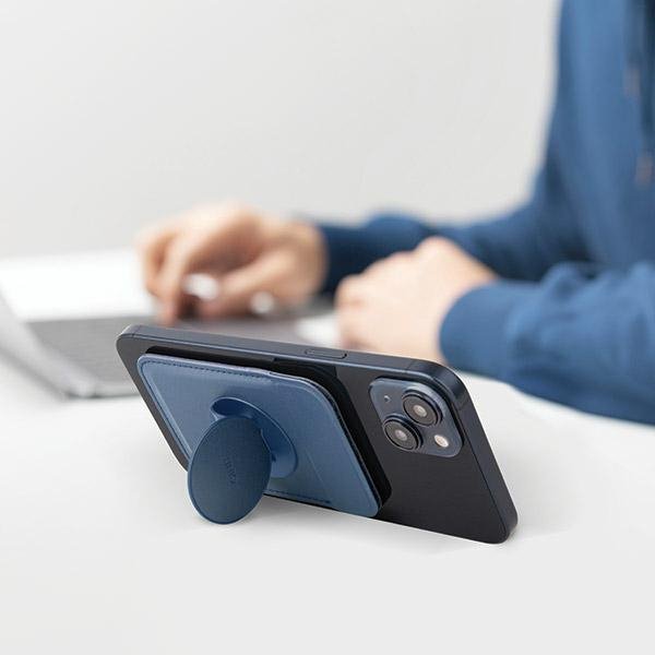 UNIQ Flixa magnetyczny portfel na kartyz podpórką czarny/jet black MagSafe