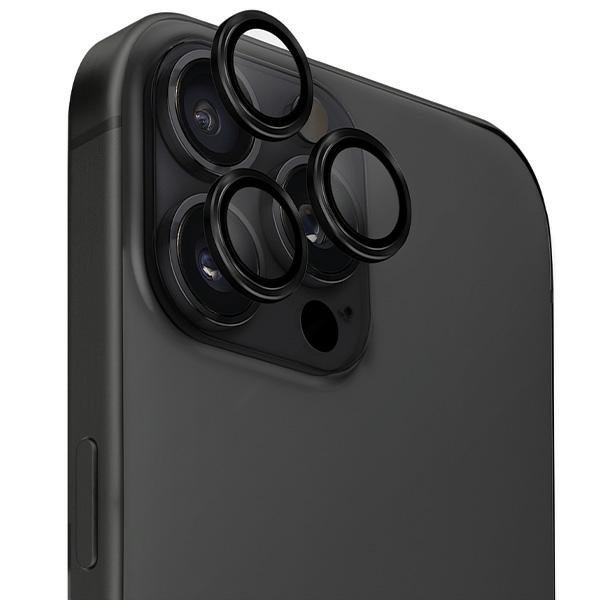 UNIQ Optix Aluminium Camera Lens Protector iPhone 16 Pro 6.3&quot; / 16 Pro Max 6.9&quot; midnight black szkło na obiektyw apara