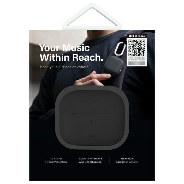 UNIQ etui Nexo AirPods 4 + Ear Hooks     Silicone czarny/black