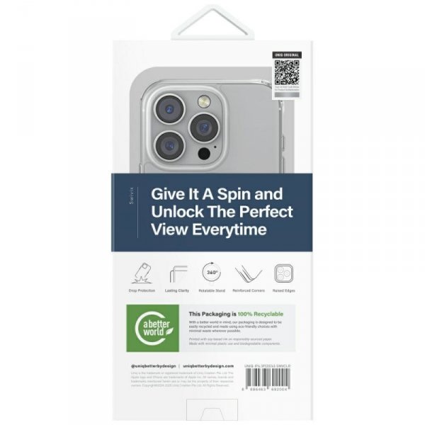 Etui UNIQ Swivix do iPhone 16 Pro 360    Rotating Kickstand przezroczysty