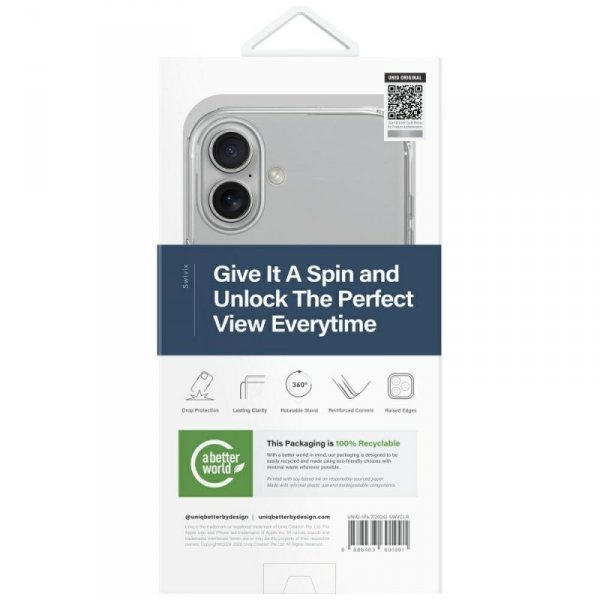 Etui UNIQ Swivix do iPhone 16 Plus 360   Rotating Kickstand przezroczysty