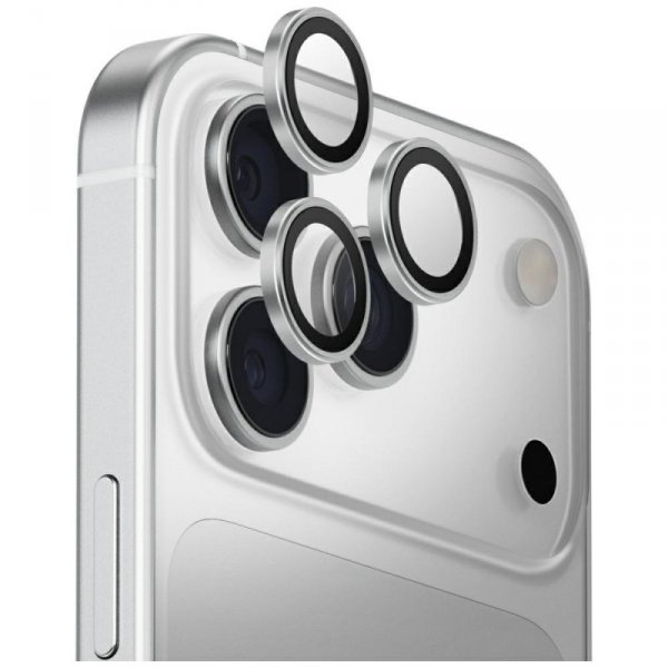 Szkło na obiektyw aparatu UNIQ Optix     Aluminium Camera Lens Protector do iPhone 17 Pro / iPhone 17 Pro Max z aplikatorem srebrny