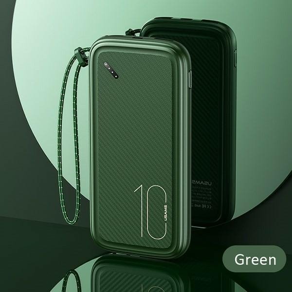 USAMS Powerbank PB56 10000mAh 2xUSB /USB-C / MicroUSB Fast Charge zielony/ dark green 10KCD15003 (US-CD150)