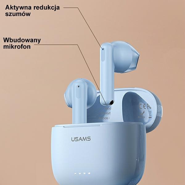 USAMS Słuchawki Bluetooth 5.3 TWS US14 Series Dual mic bezprzewodowe niebieskie/blue BHUUS03