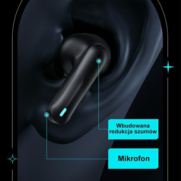 USAMS Słuchawki Bluetooth 5.3 TWS ENC XJ13 series Gaming Earbuds bezprzewodowe czarny/black BHUXJ01 (US-XJ13)