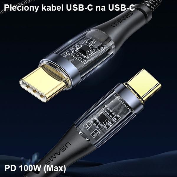 USAMS Ład. sam. 2xUSB+1xUSB-C 80WFast Charge + kabel USB-C - USB-C  BXLACCTC01