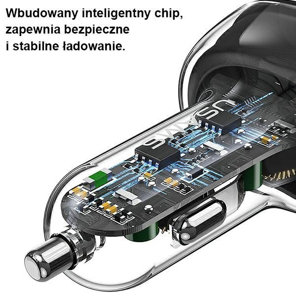 USAMS Ładowarka samochodowa  2xUSB-C 2xUSB-A C34 120W Fast Charge niebieski/blue CC169CC01 (US-CC169)