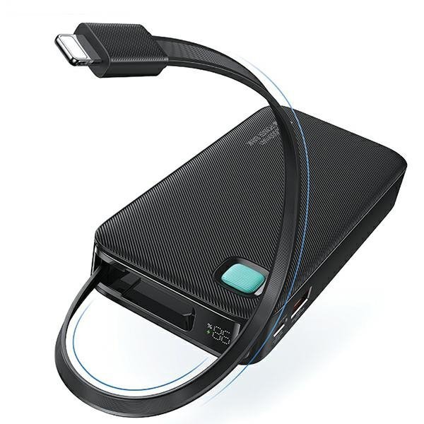 USAMS Powerbank ze zwijanym kablemRetractable Lightning 10000 mAh PD 20W Fast Charge XY Series biały/white 10KCD22502 (US-CD225)