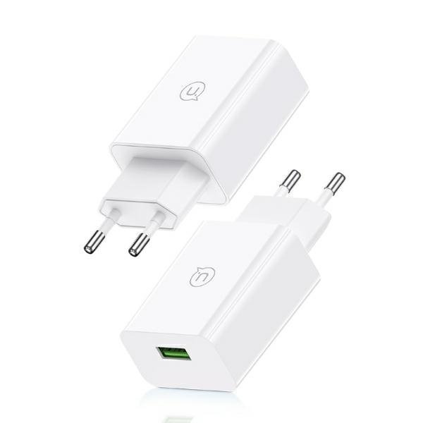 USAMS Ład. siec. 18W + kabel Micro/USB-A1m Fast Charging biały/white series SC SCXLTZ01
