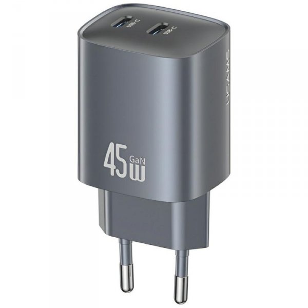 Ładowarka sieciowa USAMS CC305 T66 45W   GaN 2xUSB-C tarnish