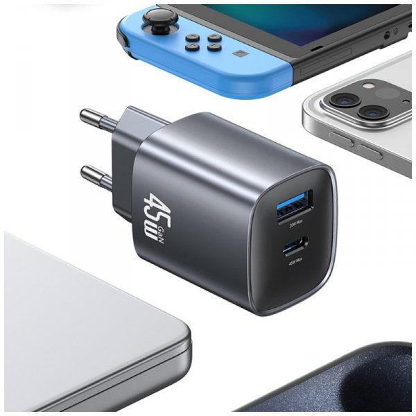 Ładowarka sieciowa USAMS CC290 T66 45W   GaN 1xUSB-A 1xUSB-C tarnish