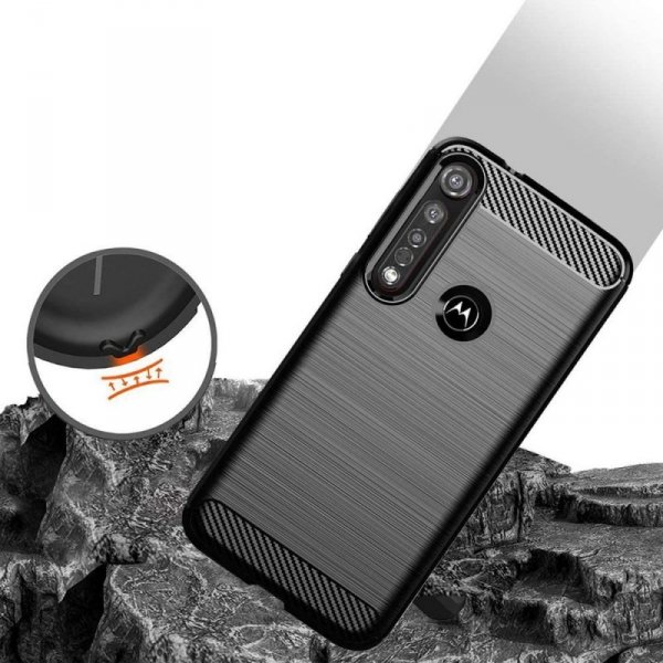 Carbon Case elastyczne etui pokrowiec Motorola G8 Plus czarny