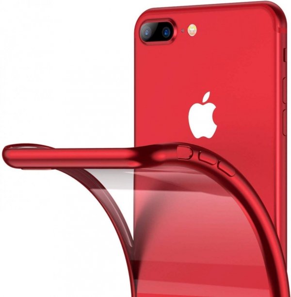 ETUI ELEGANCE PLATE iPHONE 7+ 8+ +SZKŁO (czerwony)