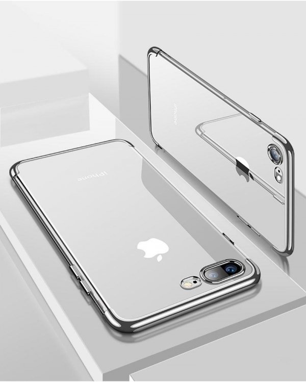 ETUI ELEGANCE PLATE iPHONE 7+ 8+ +SZKŁO (silver)