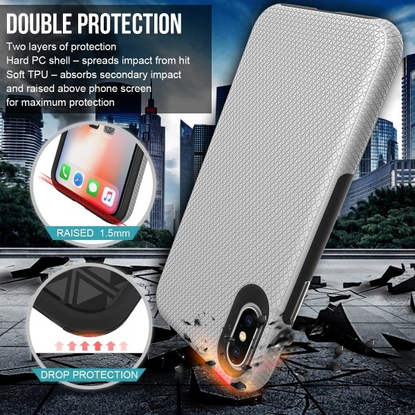 X-GUARD DUAL LAYER RUGGED CASE Pancerne etui iPhone XS MAX (srebrny)