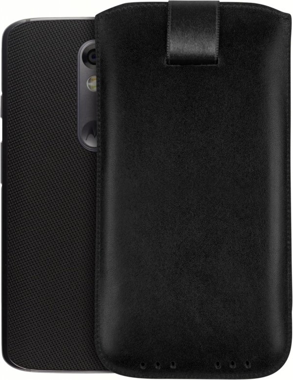 Skórzane etui Mumbi typu wsuwka Case  czarne do wielu modeli telefonów. (15 x 1 x 8cm)