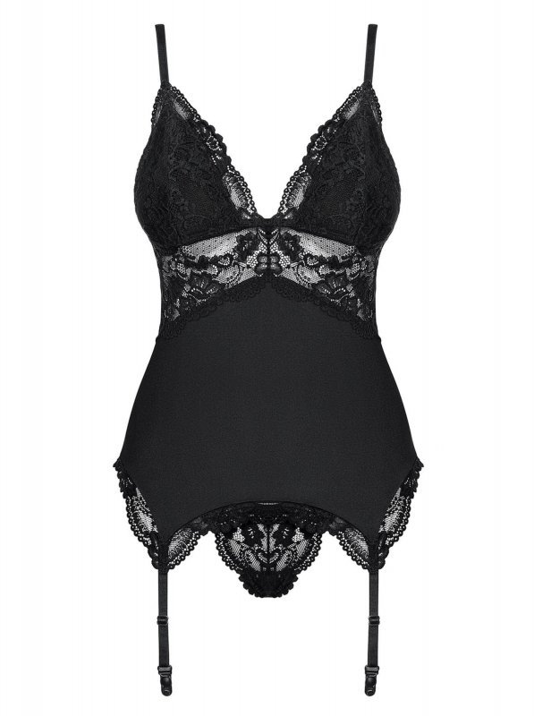 Bielizna-810-COR-1 gorset i stringi czarny  S/M