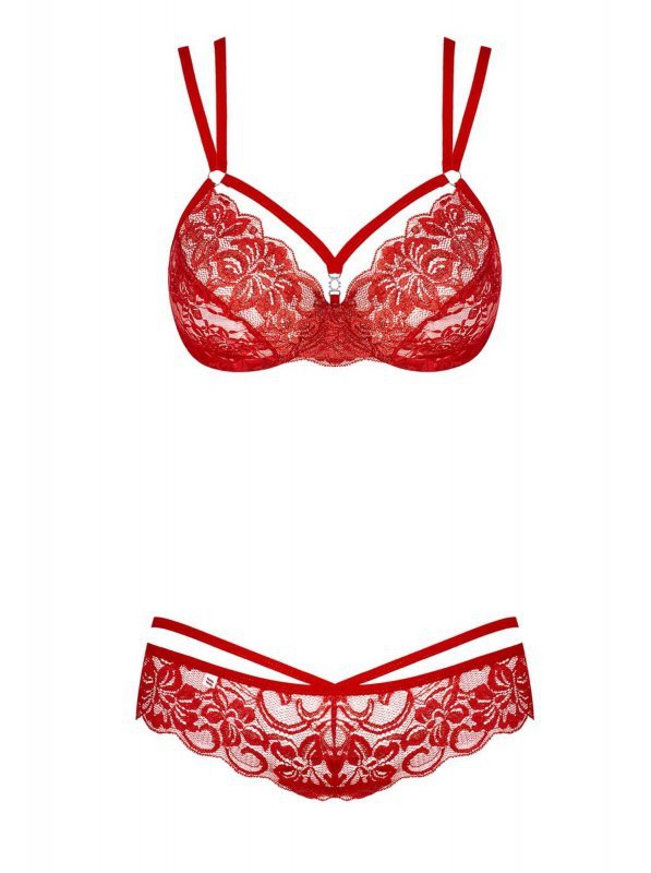 Bielizna-860-SET-3 komplet 2-częściowy czerwony  S/M