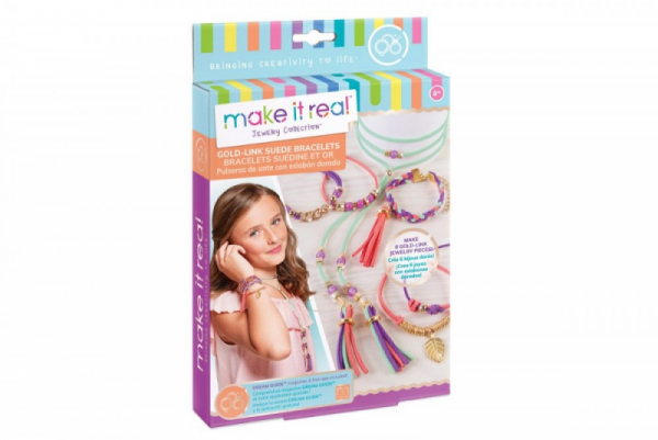 Make It Real Gold-Link Suede Bracelets