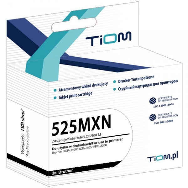 Tusz Tiom do Brother 525MXN | LC525XLM | 1300 str. | magenta