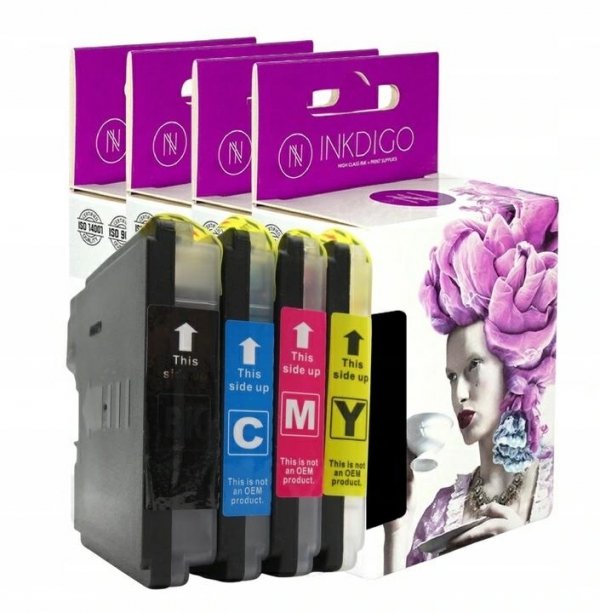 4x Tusz INKDIGO do BROTHER LC980 Multibox CMYK DCP145 165 365 373 375 MFC250 255 DCP6690 MFC5890 5895 6490 6890