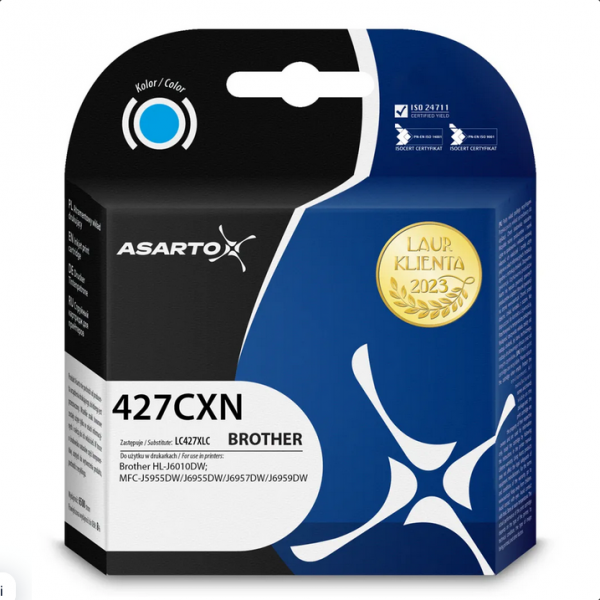 Tusz Asarto do Brother 427CXN | LC427XLC | 5000 str. | cyan