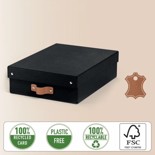 Pudełko do przechowywania Puro z pokrywką średnie niskie 8l (2szt) czarne 61480095 LEITZ