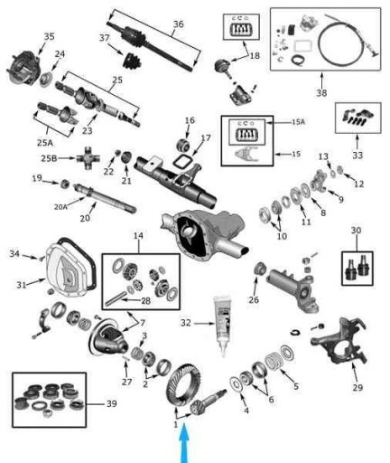 Talerz i wałek ataku 83502353 Jeep Cherokee XJ 1986-2000 ratio 4,10