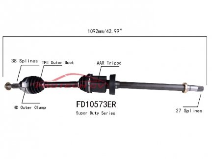 PÓŁOŚ NAPĘDOWA FD10573ER - PRZEDNIA, PRAWA  