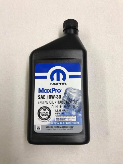 10W30 Olej silnikowy  0.946L 68218930AB MS-6395  Jeep Chrysler Dodge