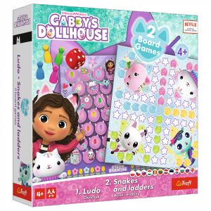 Gra 2w1 Chińczyk Węże i drabiny Gabby's Dollhouse 02590