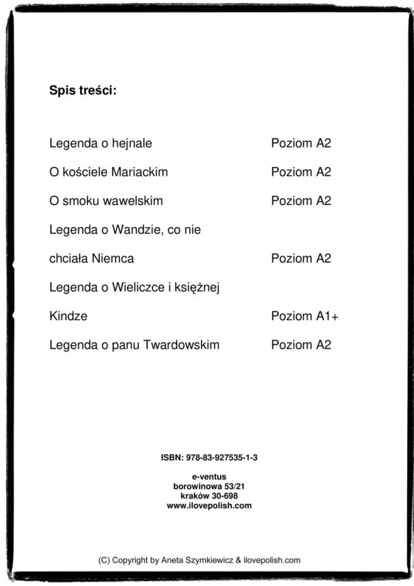 Legendy krakowskie. Pomoc dydaktyczna do nauki języka polskiego jako obcego na poziomie A1-A2 (ebook)