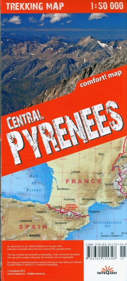 Pireneje Środkowe (Central Pyrenees) Trekking map 1:50 000