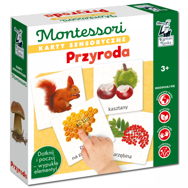 Karty sensoryczne Montessori Przyroda Kapitan Nauka