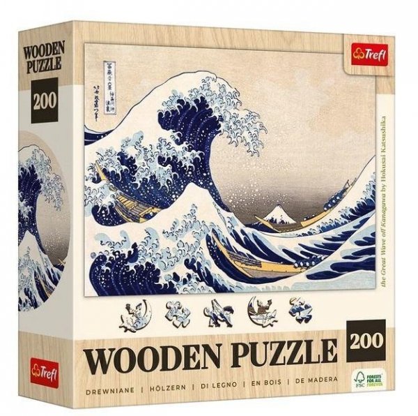 Puzzle 200 Drewniane Wielka Fala w Kanagawie  20250